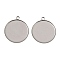 304 Stainless Steel Pendant Cabochon Settings, Flat Round, Stainless Steel Color, Tray: 25mm, 29.5x26x1.5mm, Hole: 2.5mm