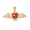 Brass Micro Pave Cubic Zirconia Pendants, Heart with Wing, with Enamel, Rack Plating, Lead Free & Cadmium Free, Long-Lasting Plated, Real 18K Gold Plated, 14x29.5x4mm, Hole: 3.5x5mm
