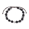 Gemstone Braided Bead Bracelets, with Brass Beads, Cross, Inner Diameter: 2~3-1/2 inch(5.2~8.9cm)