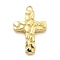 Brass Pendants, Cadmium Free & Lead Free, Long-Lasting Plated, Real 18K Gold Plated, Rack Plating, Cross, 28x18.5x4.5mm, Hole: 1.6mm