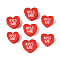 Handmade Polymer Clay Beads, Heart & Word, FireBrick, 7.5~9.5x8.5~10.5x3.5~5mm, Hole: 1.8~2mm