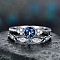 Alloy Micro Pave Cubic Zirconia Finger Rings for Women, Stackable Rings, Platinum, Marine Blue, US Size 7(17.3mm)