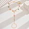Elegant Brass Flower Tassel Toe Ring Anklets for Women, Perfect for Beach Vacation, Golden, Colorful, 8-5/8 inch(220mm)