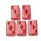 Baking Painted Glass Enamel Beads, Hand Drawn Beads, Playing Card, Pale Violet Red, 24.5~25x14.5~15x7.5~8.5mm, Hole: 1.6~1.8mm