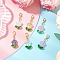 Glass Pendant Decorations, with Zinc Alloy Lobster Claw Clasps, Flower, Golden, 37mm