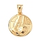 Sports 304 Stainless Steel Pendants, Flat Round with Football, Manual Polishing, Ion Plating(IP), Real 18K Gold Plated, 29.5x25.5x3mm, Hole: 5x8mm