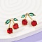 Cherry Brass Micro Pave Cubic Zirconia Stud Earrings, Rack Plating, Lasting Plated, Cadmium Free & Lead Free, Real 18K Gold Plated, Dark Red, 17.5x18mm