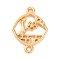 Brass Hollow Flower Rhombus Links Connector Charms, Cadmium Free & Nickel Free & Lead Free, Real 18K Gold Plated, 16x11.5x2mm, Hole: 1.2mm
