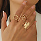 Alloy Open Cuff Rings Sets for Women, Golden, Inner Diameter: Adjustable