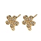 Flower Brass Micro Pave Cubic Zirconia Stud Earring Findings, Long-Lasting Plated, Nickel Free, with Loop, Real 18K Gold Plated, Clear, 11.5x9.5mm, Hole: 1mm, Pin: 0.9x12mm