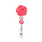 Flower Resin Retractable Badge Reel, Card Holders, with Acrylic Bead, ID Badge Holder Retractable for Nurses, Deep Pink, 120x35mm