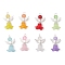 8Pcs Opaque Acrylic & Glass Pendants, with Alloy Wings, Angel, Mixed Color, 33x21.5x18mm, Hole: 3mm