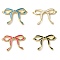 Brass Enamel Connector Charms, Cadmium Free & Lead Free, Bowknot Link, Real 18K Gold Plated, Mixed Color, 21.5x32x3mm, Hole: 1mm
