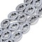 Electroplated Synthetic Non-magnetic Hematite Beads Strands, Oval with Hollow Cross, Platinum Plated, 10x14x3.5mm, Hole: 0.9mm, about 30pcs/strand, 16.22''(41.2cm)