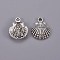 Tibetan Style Alloy Pendants, Scallop/Shell with Human, Cadmium Free & Lead Free, Antique Silver, 18x14x3mm, Hole: 2mm, about 757pcs/1000g