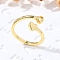 Brass Cuff Rings for Women, Letter, Letter H, Inner Diameter: 15.6mm