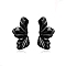 Alloy Stud Earrings, Flower, Black, 51x27mm