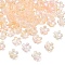 60G Baking Painted Transparent Glass Bead Caps, 5-Petal Flower, with Glitter Powder, Sandy Brown, 12~12.5x4.5~5mm, Hole: 1.2~1.4mm