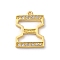 Rack Plating Brass Micro Pave Cubic Zirconia Pendant, Greek Alphabet, Real 18K Gold Plated, Letter X, 12x16x1.5~1.6mm, Hole: 1.1mm
