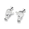 Rhodium Plated 925 Sterling Silver Lobster Claw Clasps, with Cubic Zirconia, Fold Over Clasps, with 925 Stamp, Clear, Platinum, 24.5mm, Clasp: 16x12x6mm, Cord End: 6x5mm, Inner Diameter: 4mm