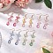 5 Pairs 5 Colors Glass Dangle Earrings, with Shell Pearls Beads and 304 Stainless Steel Earring Hook Findings, Butterfly & Flower & Teardrop, Real 18K Gold Plated, Mixed Color, 62.5x15mm, 1 pair/color
