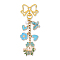 Bowknot Flower Butterfly Heart Alloy Enamel & ABS Plastic Imitation Pearl Pendant Decorations, with Lobster Claw Clasps, Golden, Deep Sky Blue, 115mm
