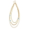 Golden Tone 304 Stainless Steel 3 Layer Necklaces for Women, Boho Necklace with Column Plastic Bead, Turquoise, 15.75 inch(40cm)