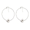 Non-Tarnish 304 Stainless Steel Dangle Earrings for Women, Heart & Ring, Stainless Steel Color, 66x49mm