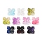 Baking Paint and Golden Metal Enlaced Glass Beads, Flower, Mixed Color, 10.5x8x3.5mm, Hole: 1.4mm