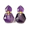 Natural Amethyst Perfume Bottle Pendants, with 304 Stainless Steel Findings, Faceted, Hexagon Bottle Charms, Golden, 28~29.5x16~17x7~8mm, Hole: 1.4mm