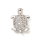 Rack Plating Brass Micro Pave Clear Cubic Zirconia Beads, Long-Lasting Plated, Cadmium Free & Lead Free, Turtle, Platinum, 11.7x8.8x4mm, Hole: 0.8mm