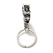 Tibetan Style 316 Surgical Stainless Steel Fittings with 304 Stainless Steel Key Ring, Dragon, Antique Silver, 60.5mm