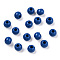 Spray Painted Alloy Beads, Round, Blue, 4x3mm, Hole: 1.2mm
