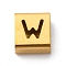 Ion Plating(IP) 304 Stainless Steel Square Slide Charms, Golden, Letter W, 9x8x4mm, Hole: 3.5x8.5mm
