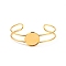 Brass Cuff Bangle Making, Long-Lasting Plated, Golden, 1/2 inch(1.15cm), Flat Round Tray: 20.3mm, Inner Diameter: 2-1/2 inch(6.2cm)
