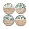 Wooden Pendants, Resin and Gold Foil, Flat Round, Dark Sea Green, 28x4mm, Hole: 2mm