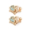 Brass Glass Box Clasps, Heart, 2-Strand, 4-Hole, Real 18K Gold Plated, Light Blue, 12.5x18x9mm, Hole: 1~1.2mm