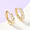 Flat Round Brass Micro Pave Clear Cubic Zirconia Hoop Earrings, Rack Plating, Long-Lasting Plated, Cadmium Free & Lead Free, Real 18K Gold Plated, 14x14.5x3.5mm