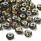 Transparent Resin Rondelle European Beads, with Horse Eye Paillette & Platinum Tone Brass Cores, Large Hole Beads, Black, 14x8.5mm, Hole: 5mm