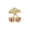 Brass Micro Pave Cubic Zirconia Pendants, Cherry, Long-Lasting Plated, Cadmium Free & Lead Free, Rack Plating, Real 18K Gold Plated, 13x11x2mm, Hole: 0.8mm
