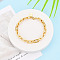 Brass Chain Bracelets, Rectangle Link Chain Bracelets for Women, with Good Luck Stamp, Nickel Free, Real 18K Gold Plated, 8-1/8 inch(20.5cm)