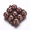 Brass Magnetic Clasps with Loops, Round, Red Copper, 16x10mm, Hole: 1.5mm