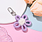 Polyester Pendant Decorations, with Alloy Swivel Clasps, Flower, Platinum, Plum, 90mm