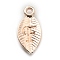 Alloy Pendants, Leaf with Letter Charm, Rose Gold, Letter.F, 15.5x7.5x2.5mm, Hole: 1.5mm