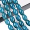 Dyed Natural Agate Beads Strands, Oval, Steel Blue, 14~15.5x10~11mm, Hole: 0.9~1mm, about 26pcs/strand, 15.16~15.35''(38.5~39cm)