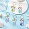 5Pcs Luminous Transparent Acrylic Keychains, with Iron Split Key Rings, Shell Shape, Golden, Glow in the Dark, Mixed Color, 86mm