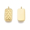 Ion Plating(IP) 304 Stainless Steel Pendants, Rectangle with Rhombus , Real 14K Gold Plated, 18.5x9x2.5mm, Hole: 1.6mm