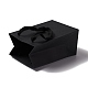 クラフト紙袋  リボンハンドル付き  ギフトバッグ  ショッピングバッグ  長方形  ブラック  18x12x8.6cm;折り：18x12x0.4cm ABAG-F008-01A-03-2