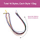 Kissitty 16 borse 16 stile metallico/poliestere/organza/corde di filato corde corde per intrecciare i capelli OHAR-KS0001-01-3