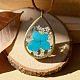 Natural Dried Butterfly and Flower Drop Epoxy Alloy Pendant Necklaces NJEW-N0049-18-1